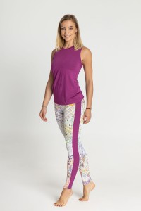 Legginsy do jogi z  lampasem  fuksja